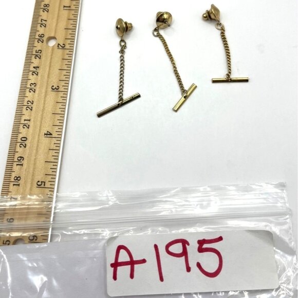 Vintage Gold-Tone Chain And Bar Cufflink Set A195 - Picture 3 of 3